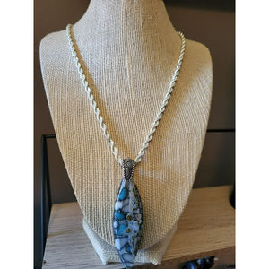 Boho Style Pendant on a Gold Tone Chain with Silve Tone Bale